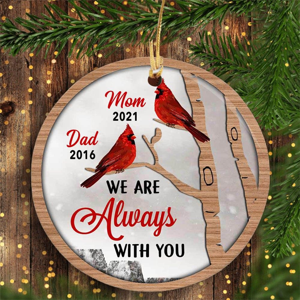 Perrsonalized Mom Dad Memorial I Am Always With You Cardinal Circle Ornament