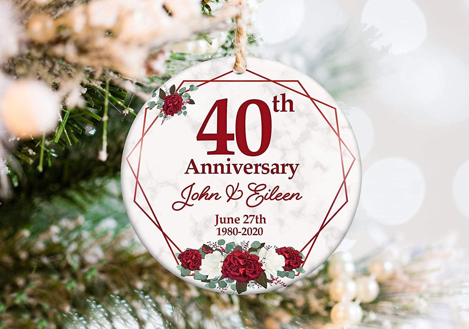 Personalized-40th Wedding Anniversary Ornament Personalized With Names And Years Idea - 40th Anniversary Christmas Ornaments-personalized Gifts -ghepten-hpy0203