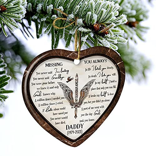 Personalized Angel Wings Memorial Gifts Missing You Always Ornament For Christmas Tree Decoration Ornament Loss Of Dad Sympathy Gifts Ornament