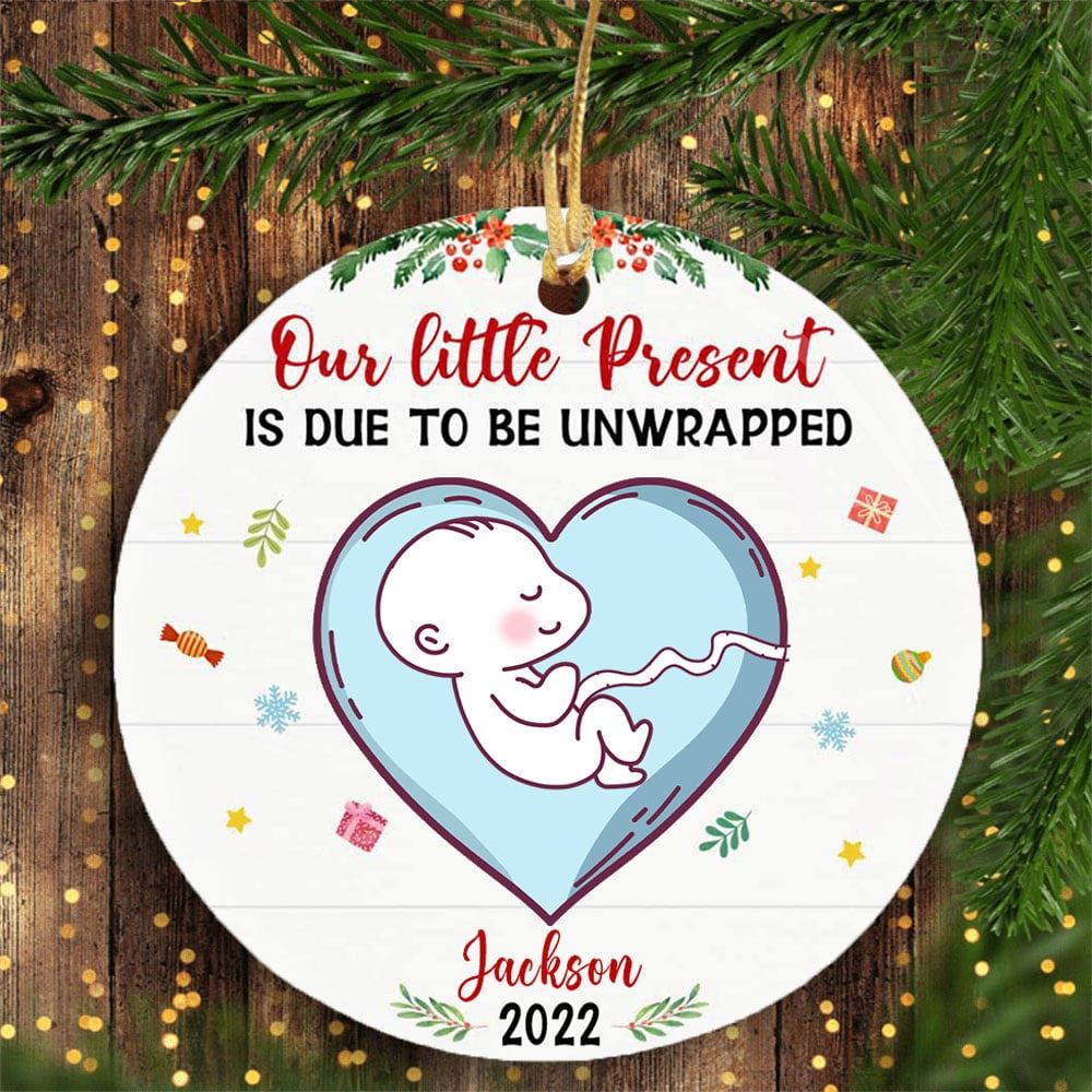 Personalized Baby Grandma Grandpa Family Circle Ornament Gift For New Grandparents