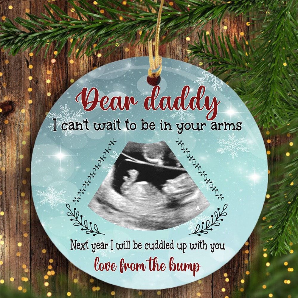 Personalized Baby Sonogram Photo Gift For Dad To Be Ornament