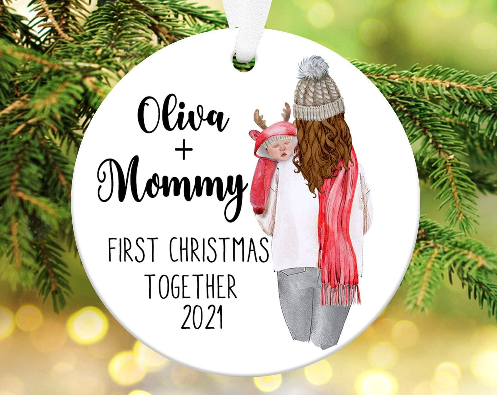 Personalized Babys First Xmas Ornament Baby 1st Christmas Bauble New Mom Gifts New Parents Gifts Mommy To Be Christmas Tree Decorations Hanging Decor