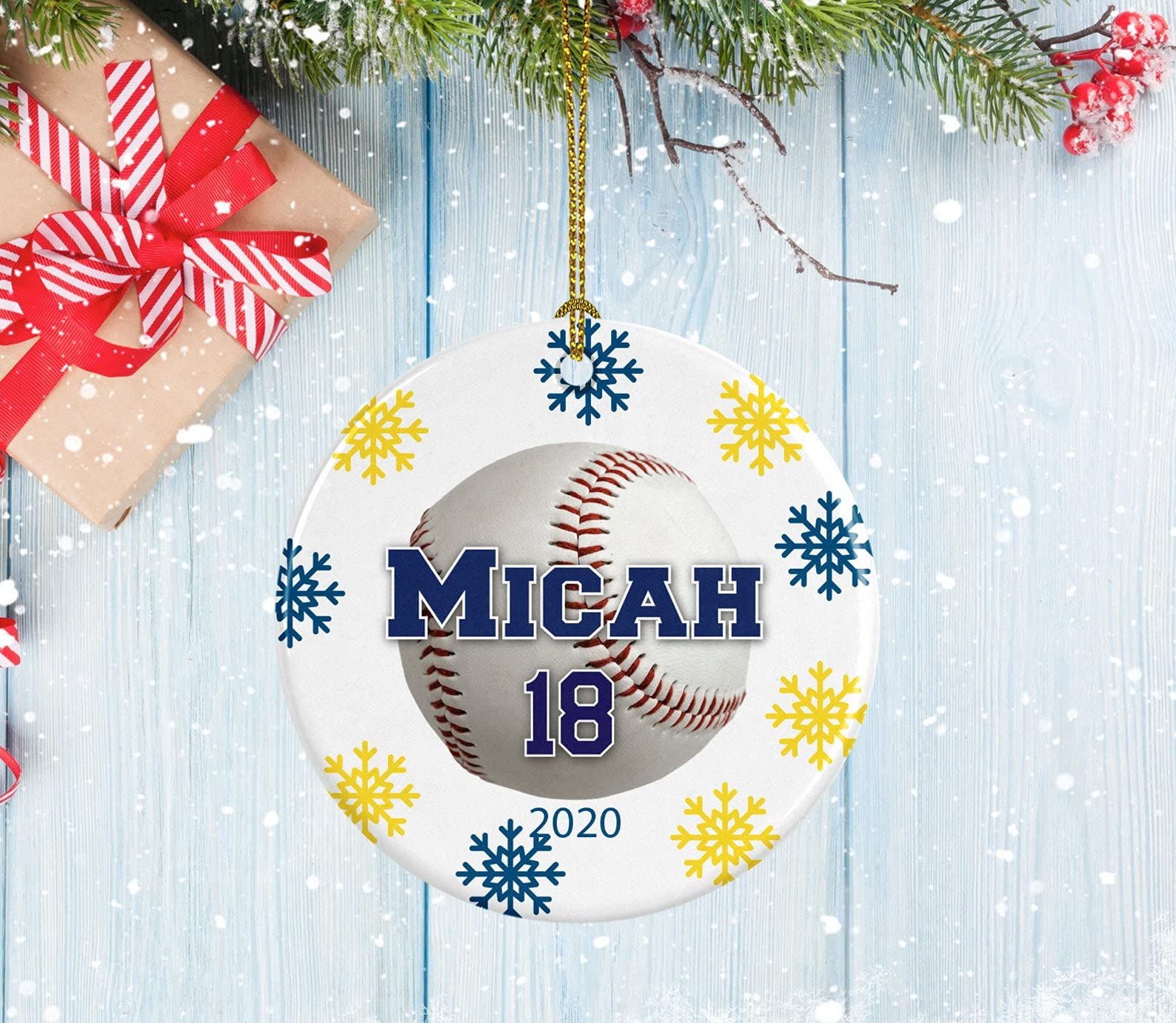 Personalized Baseball Ornament Porcelain Ornament Real Ball Design Gifts For Baseball Teams Christmas Ornament Hanging Decoration Christmas Tree Ornament -ghepten-yuz11dr