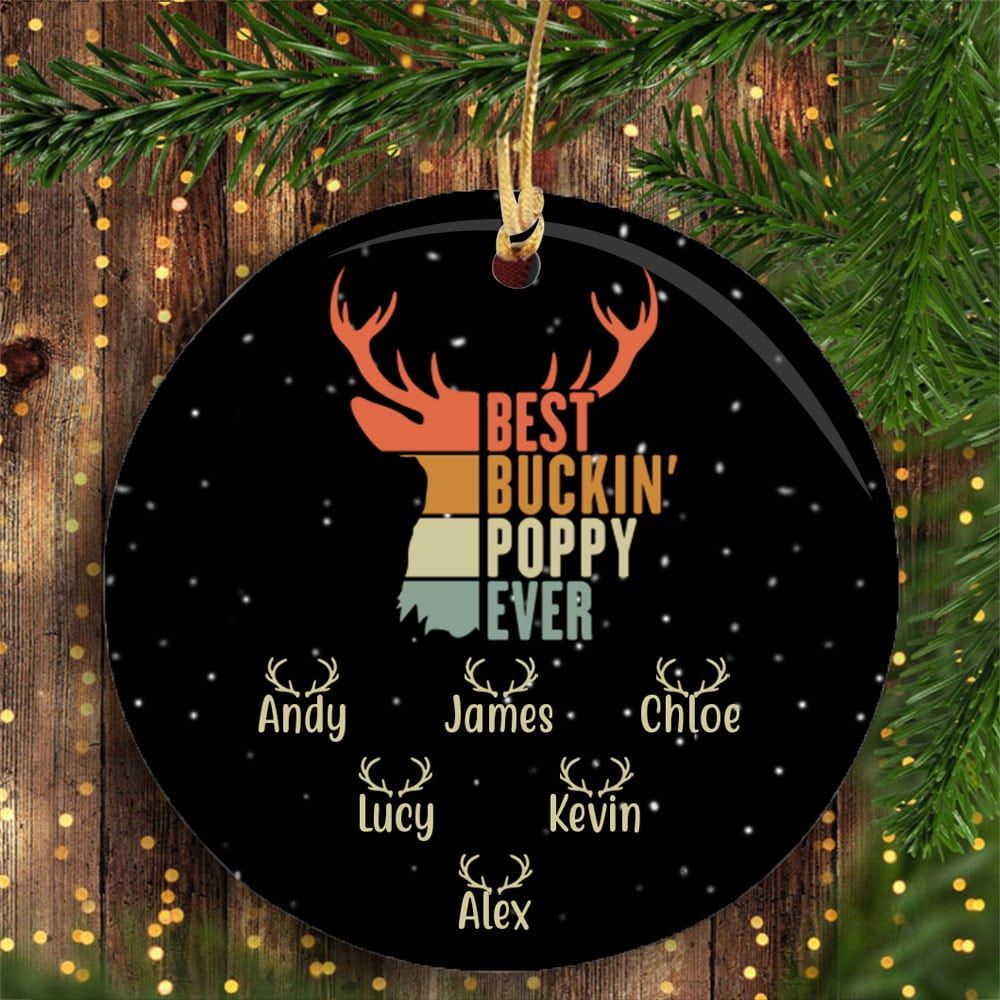 Personalized Best Buckin Dad Grandpa Ever Ornament Christmas Gift For Hunter Dad Grandpa