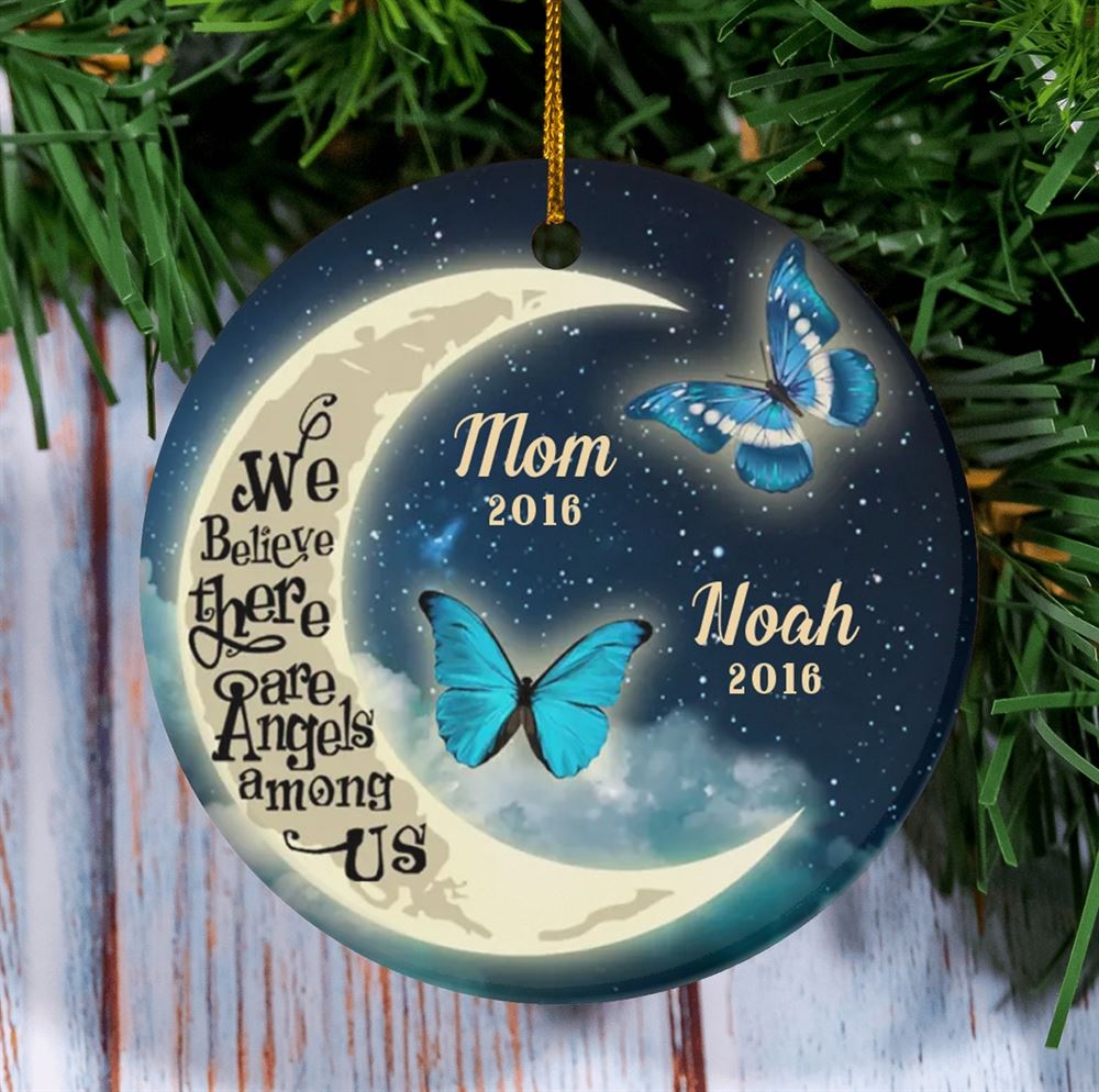 Personalized Blue Butterfly Ornament Christmas Memorial Ornament Angels Among Us Ornamentxmas Remembrance Gift Missing Dad Mom Keepsake