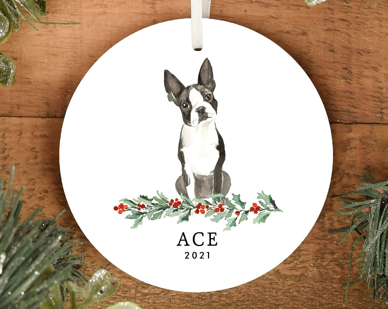 Personalized Boston Terrier Ornament Custom Dog Ornament Dog Parents Custom Christmas Ornament 2021 Ornament Christmas Decoration Xmas Tree Ornamenthanging Decoration