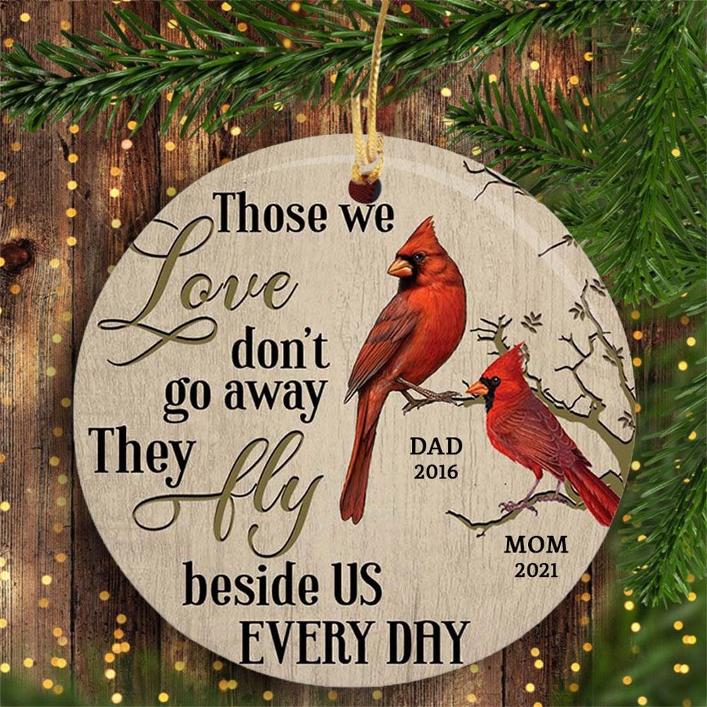 Personalized Cardinal Memorial Mom Dad Circle Ornament-trungten-xkjyj