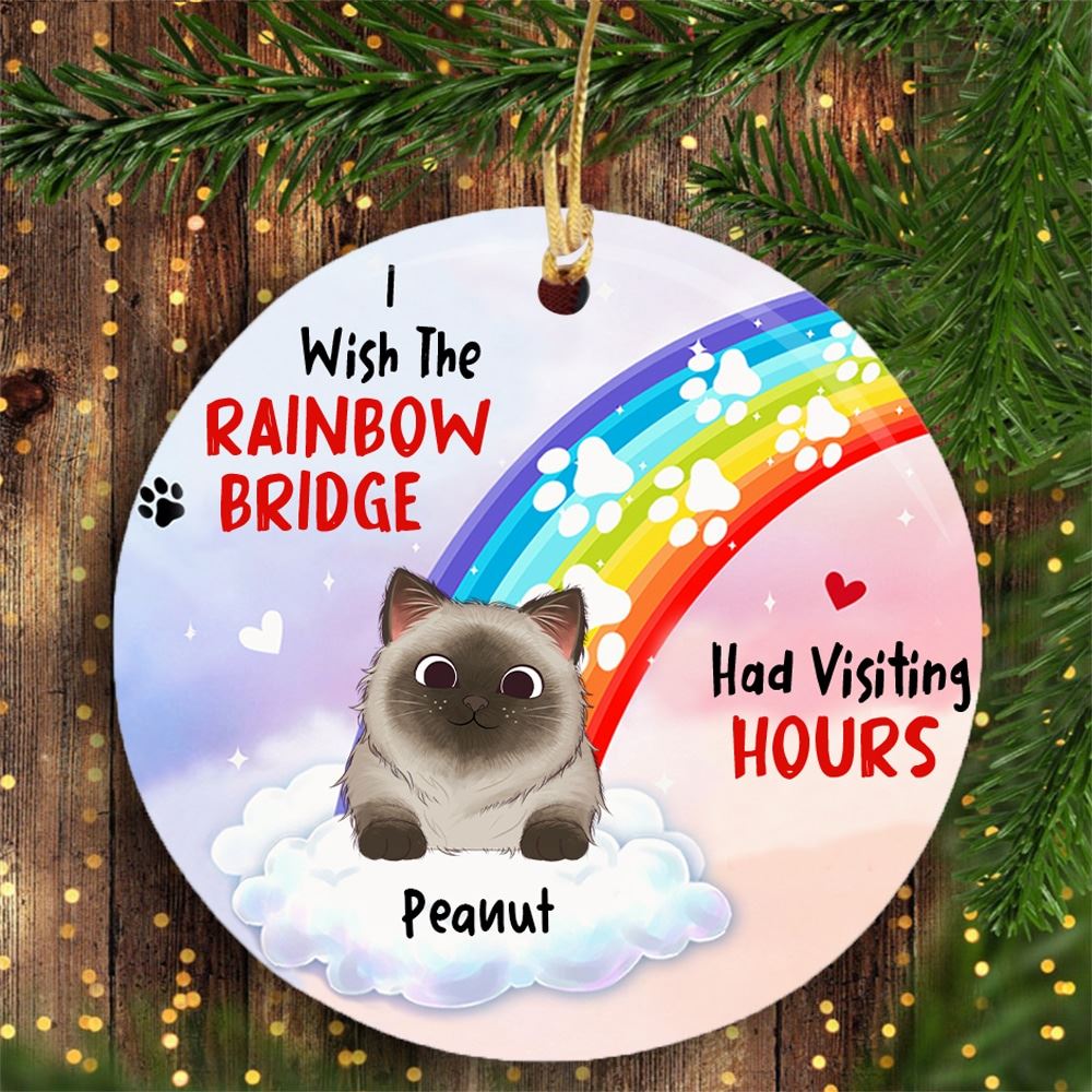 Personalized Cat Cardinal Memorial Christmas Circle Ornament