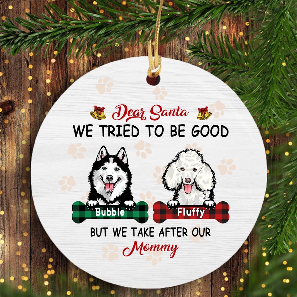 Personalized Christmas Ornaments Dear Santa Dog Christmas Ornament Round Shape Ornament