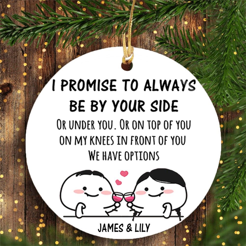 Personalized Couple Name Gift For Her For Him Cute Funny Christmas Circle Ornament