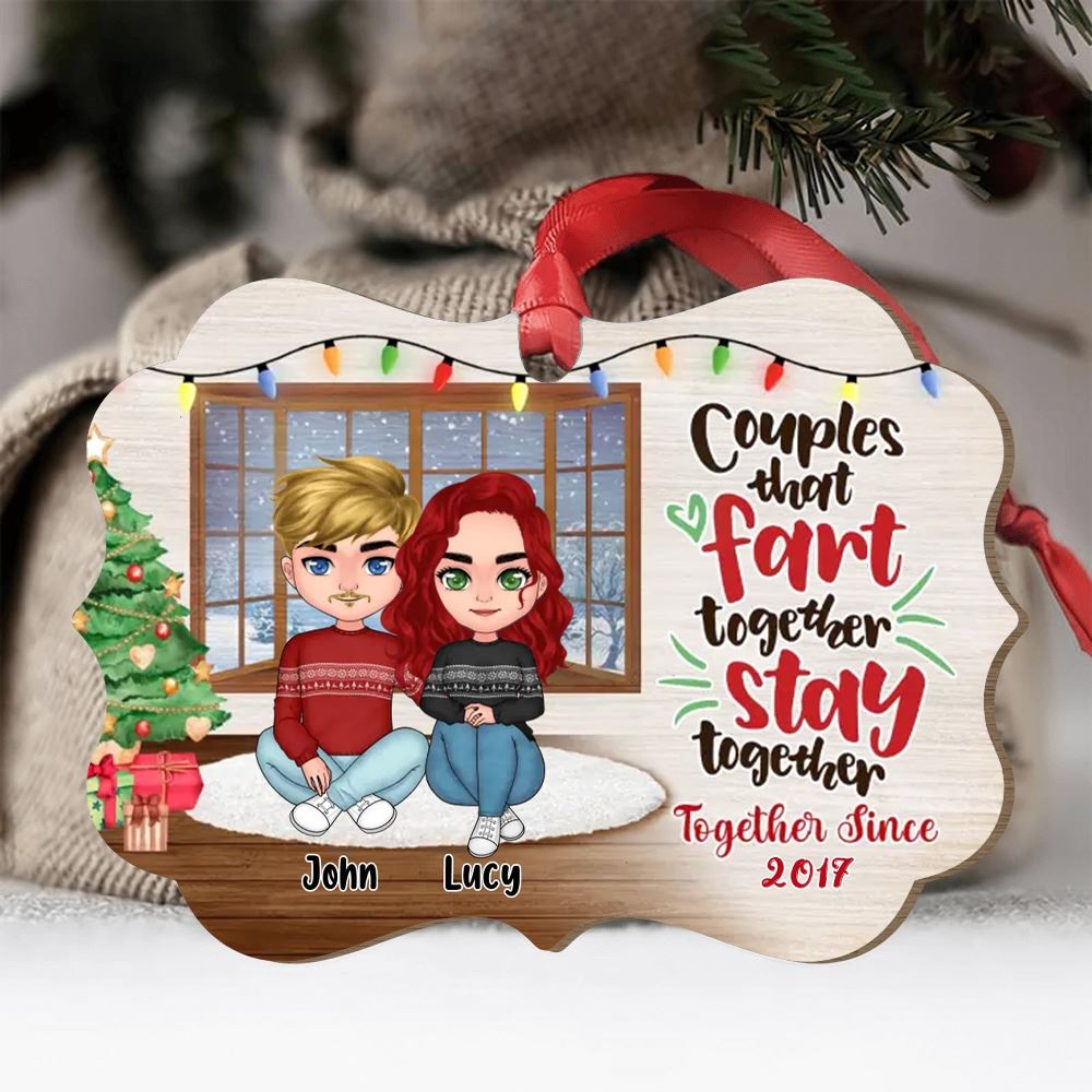 Personalized Custom Christmas Couple Ornament Christmas Gift Idea For Couple Couples That Fart Together Stay Together