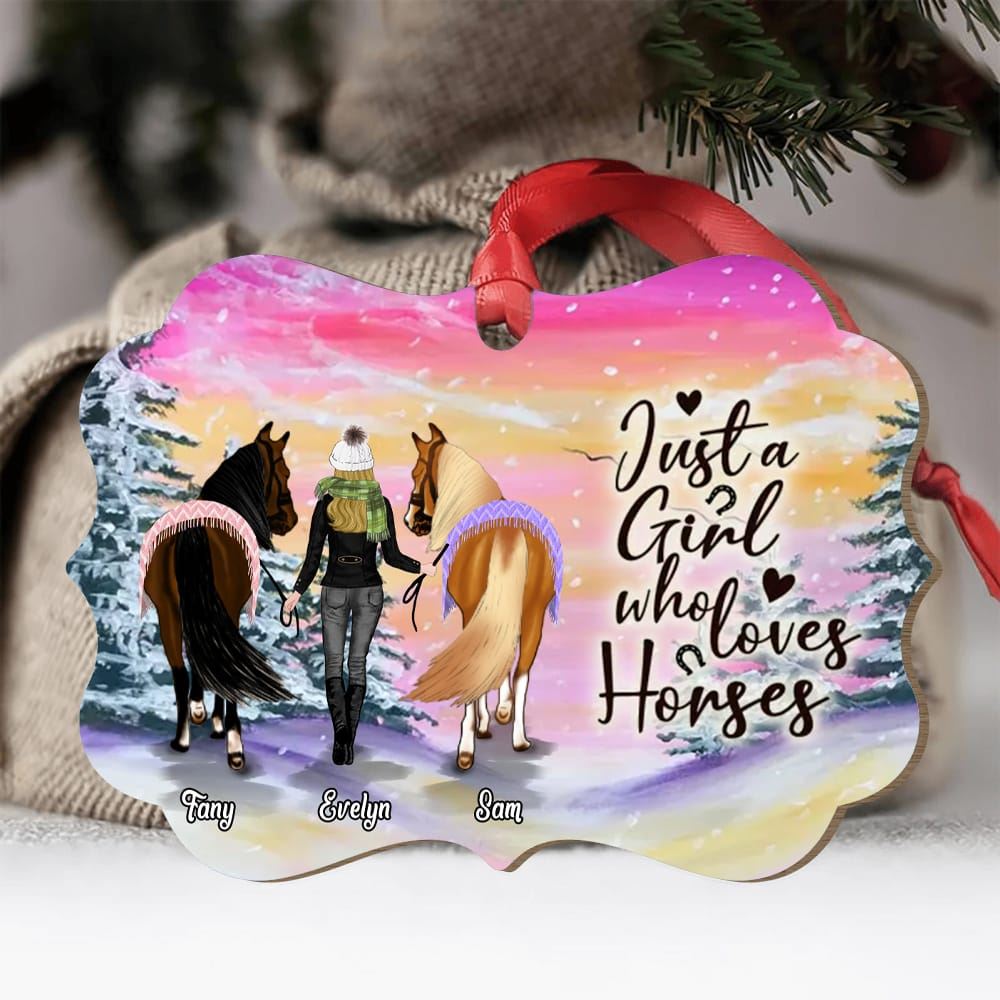 Personalized Custom Horse Girl Aluminium Ornament Fall Gift Idea For Christmas Horse Lover And She Lived Happily Ever After