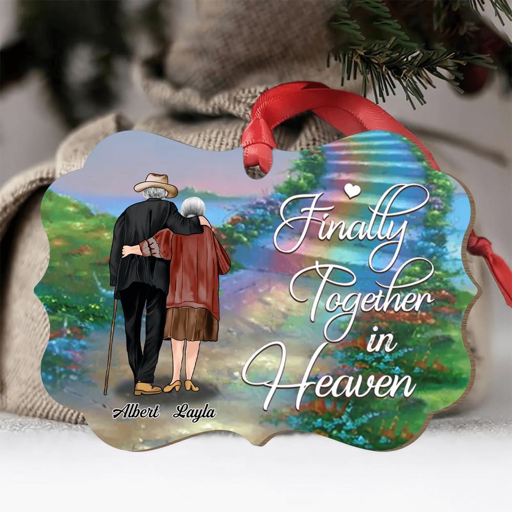 Personalized Custom Old Couple In Heaven Ornament Memorial Gift Idea For Couple Finally Together In Heaven