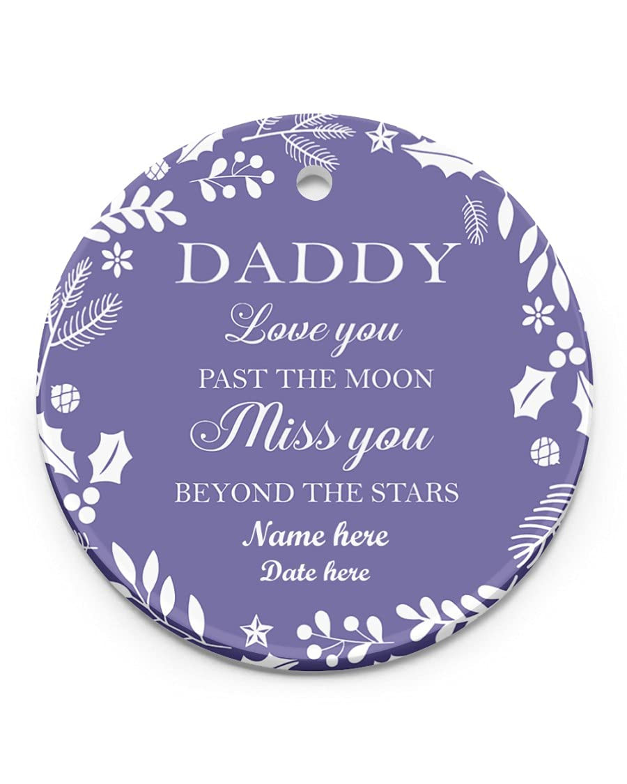 Personalized Daddy In Law Love You Past The Moon Memorial Ornament Gift For Father Dad Gift Custom Name Home Decoration Ornament Christmas Tree Decor Hanging Circle Ornament