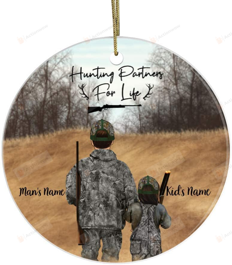 Personalized Deer Hunting Ornament - Hunting Partners For Life Dad And Daughter Ornament