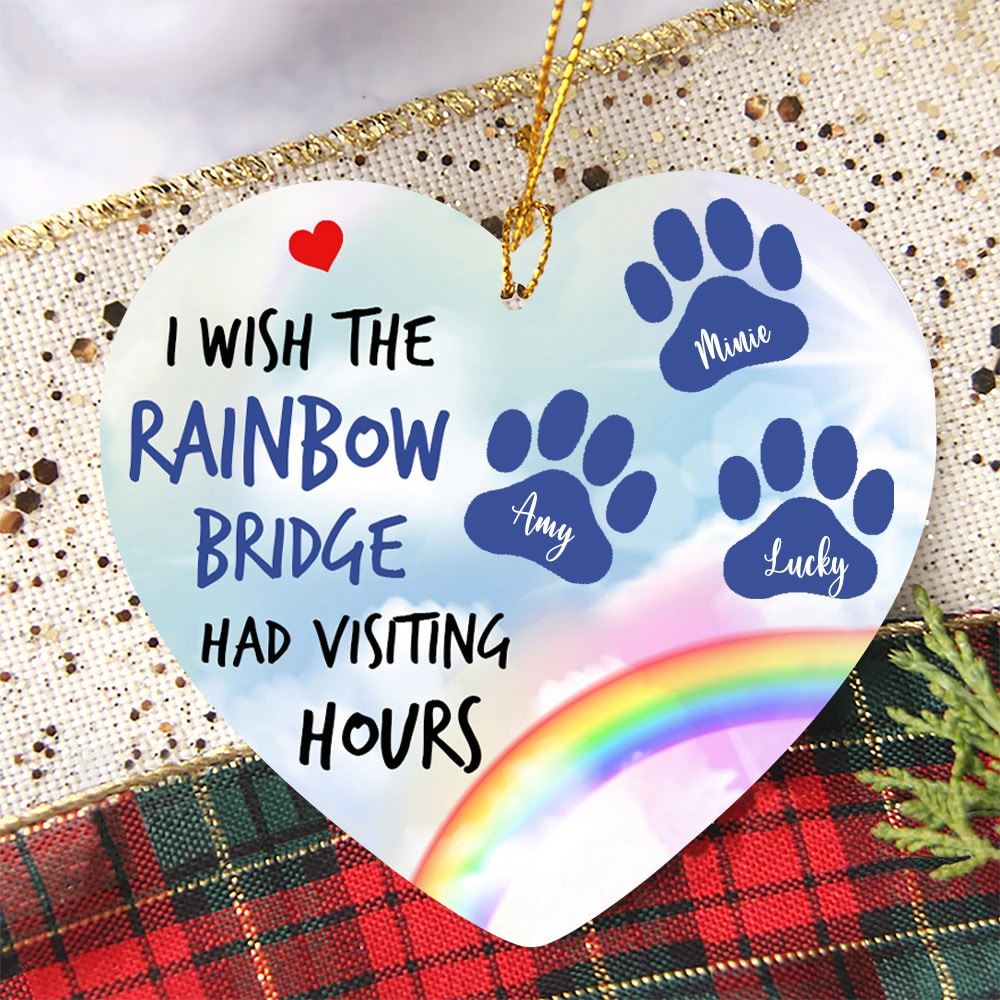 Personalized Dog Cat Memorial Rainbow Heart Ornament