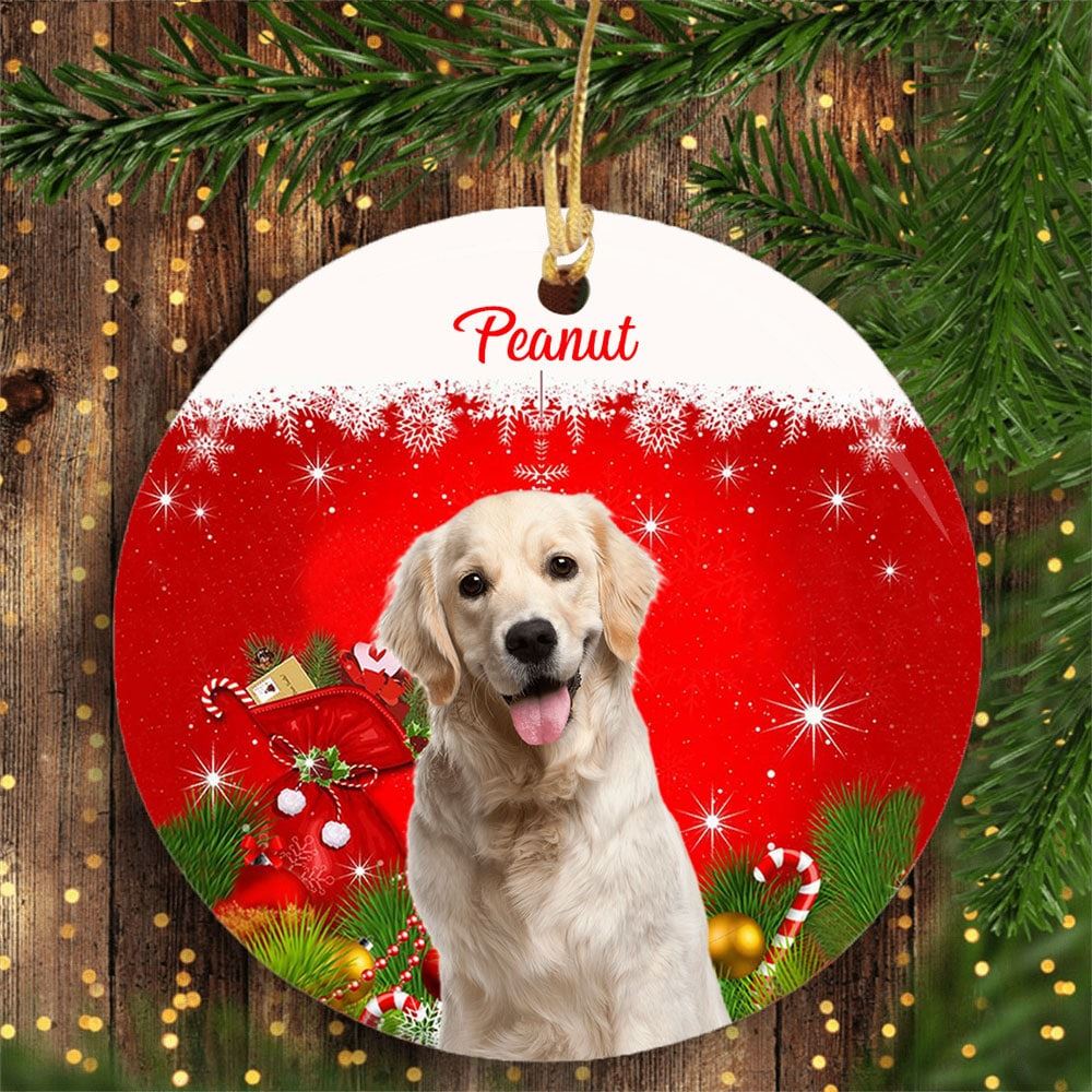 Personalized Dog Cat Photo Christmas Circle Ornament Custom Photo Gift For Pet Lover