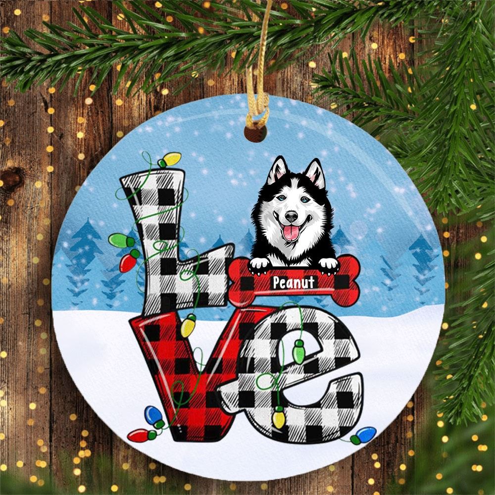 Personalized Dog Christmas Circle Ornament Gift For Dog Lovers