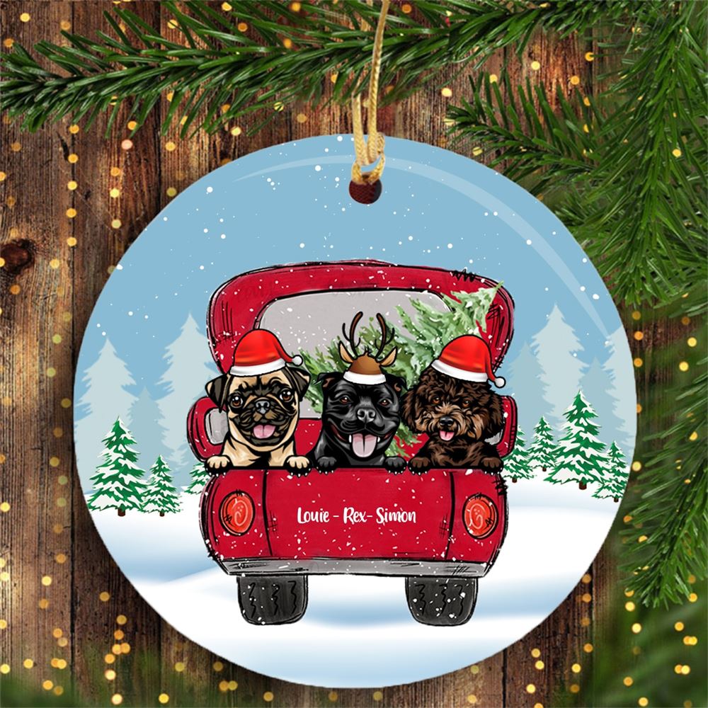 Personalized Dog Christmas Round Shape Ornament