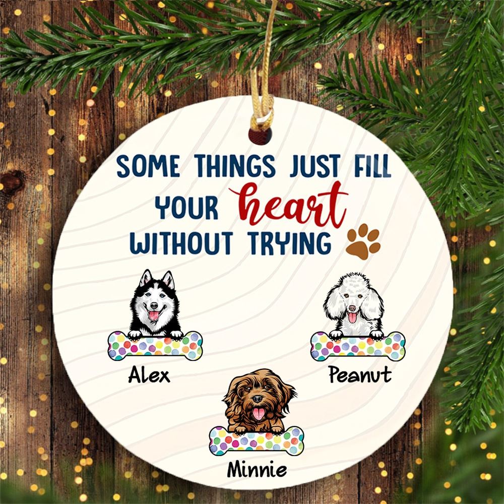 Personalized Dog Fill Your Heart Christmas Circle Ornament Gift For Dog Lovers