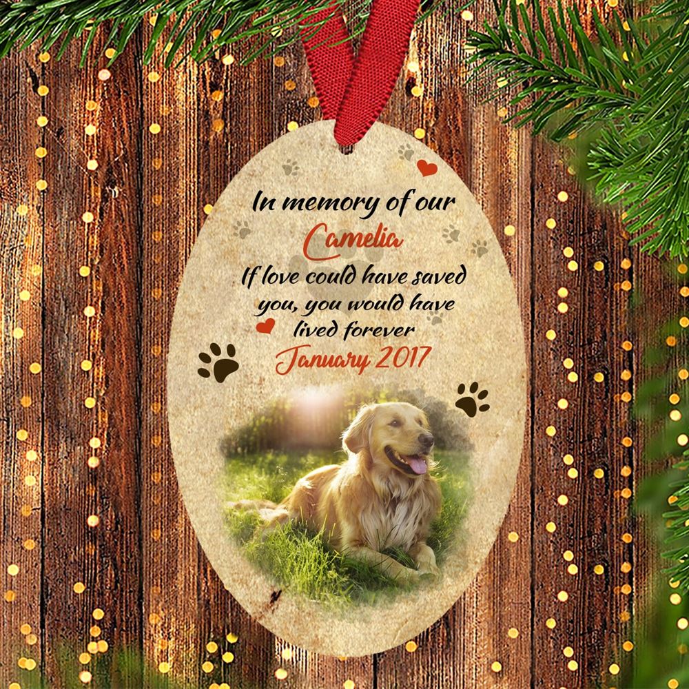 Personalized Dog In Memory Of Our Heart Custom Oval Ornament Christmas Gift For Dog Lovers