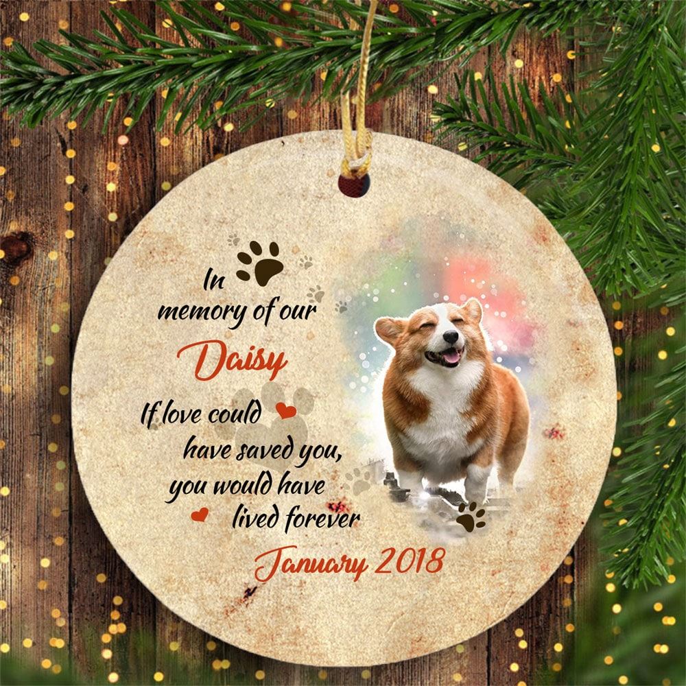 Personalized Dog Memo In Our Heart Circle Ornament Dog Memorials Round Shape Ornament-trungten-25ej8