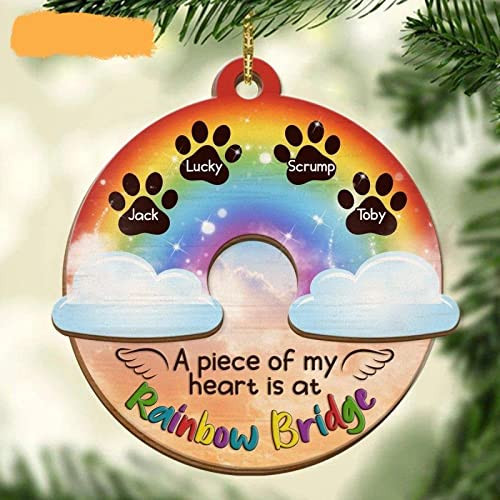 Personalized Dog Memorial Gifts A Piece Of My Heart Is At The Rainbow Bridge Ornament For Christmas Tree Decoration Ornament Loss Of Dog Xmas Gifts Ornament