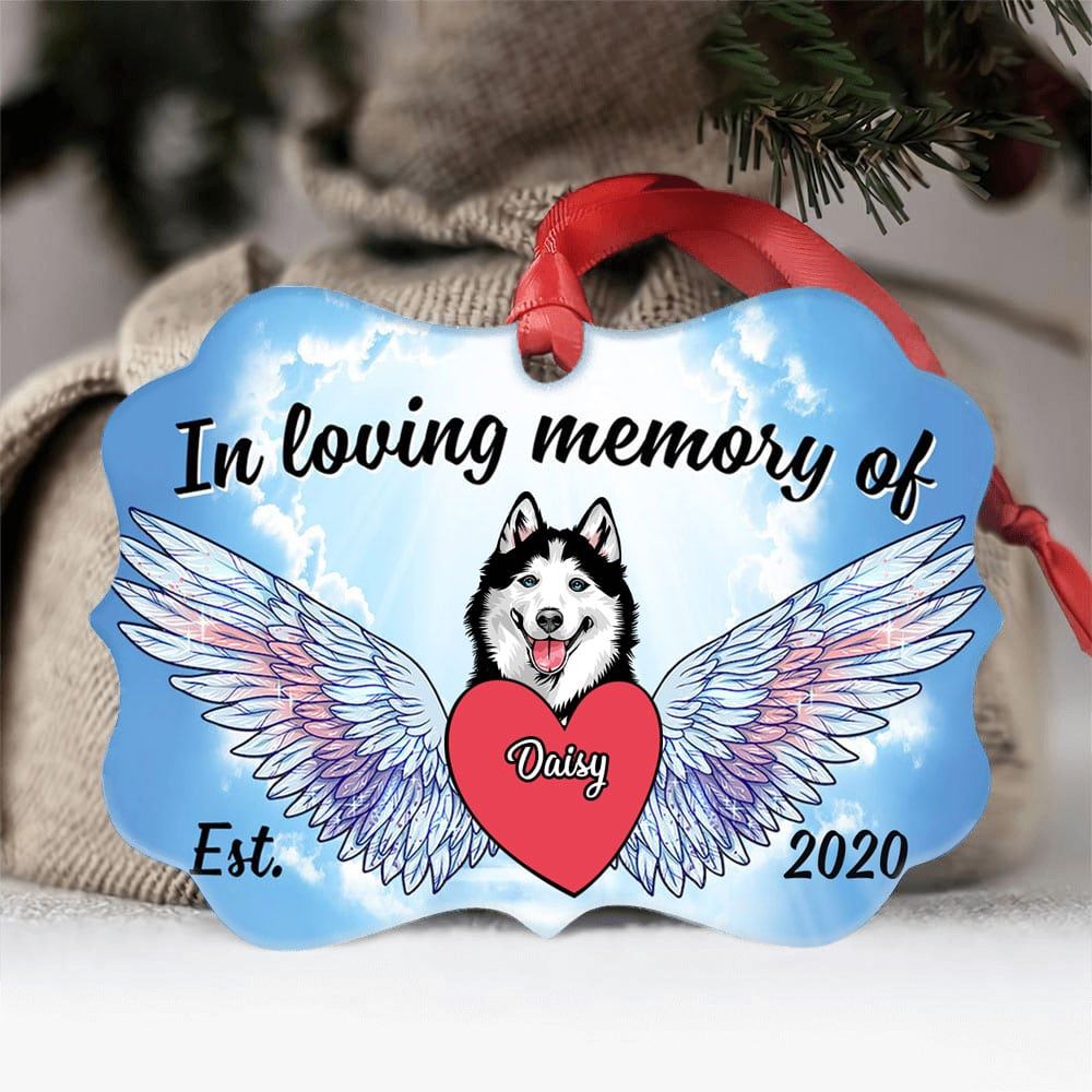 Personalized Dog Memorial In Heaven Aluminum Ornament