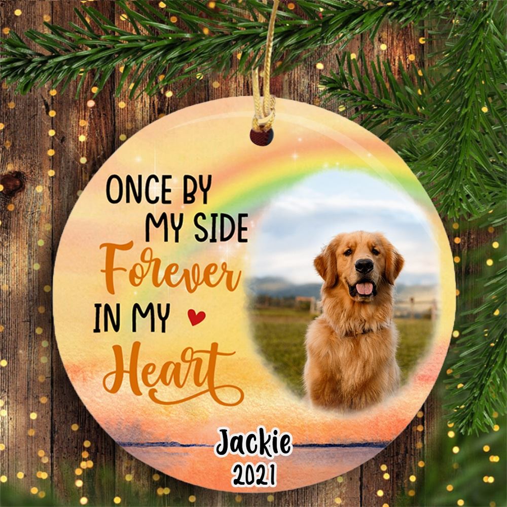 Personalized Dog Memorial In My Heart Circle Ornament