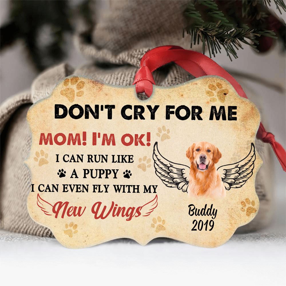 Personalized Dog Memorial New Wings Photo Aluminum Ornament