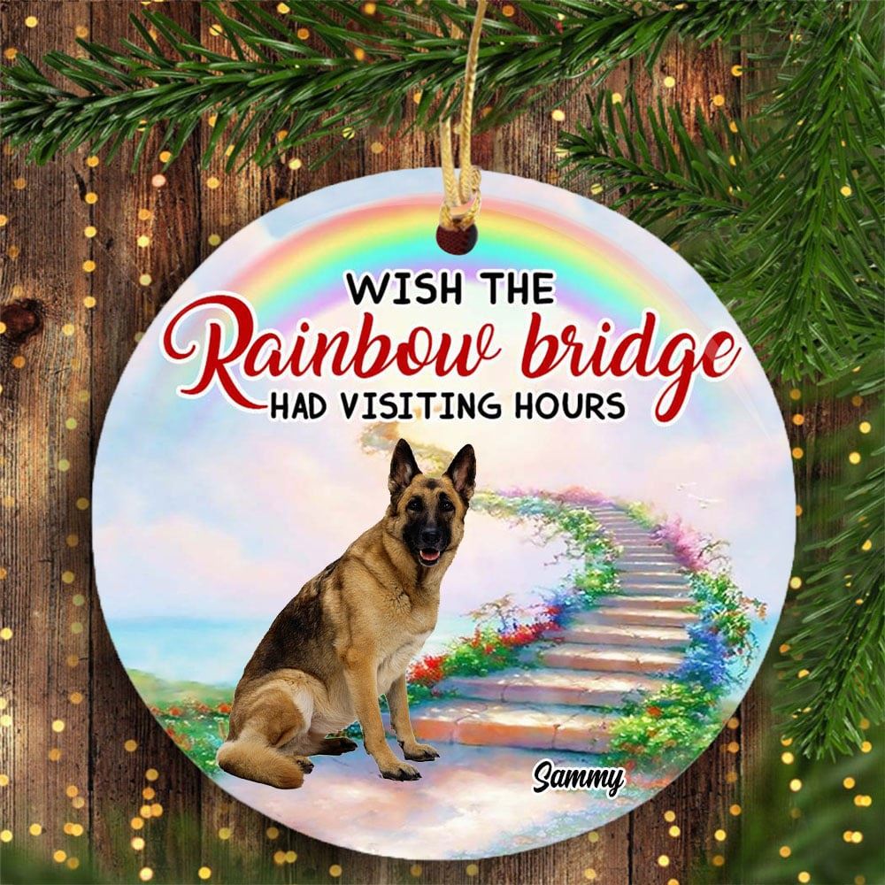 Personalized Dog Memorial Rainbow Bridge Circle Ornament Gift For Dog Lovers