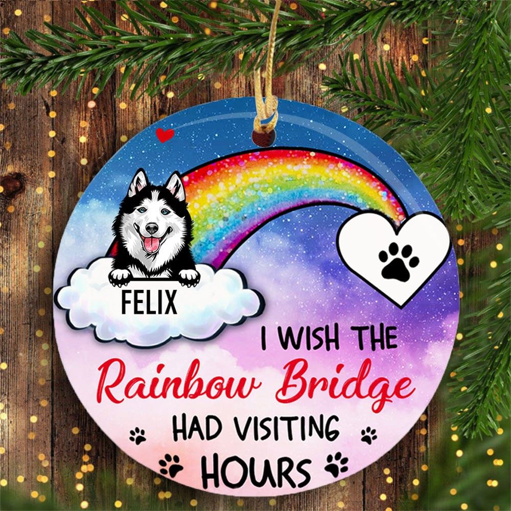 Personalized Dog Memorial Rainbow Bridge Circle Ornament