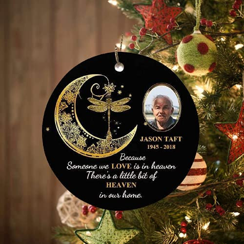 Personalized Dragonfly Moon Because Someone We Love Is In Heaven Ornament Memorial Ornament Memorial Gift Car Hanging Ornament Hanging Decoration