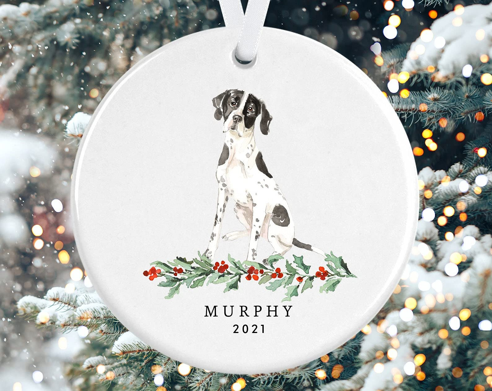 Personalized English Pointer Ornament Custom Dog Ornament Dog Parents Custom Christmas Ornament 2021 Ornament Christmas Decoration Hanging Decoration Christmas Tree Ornament