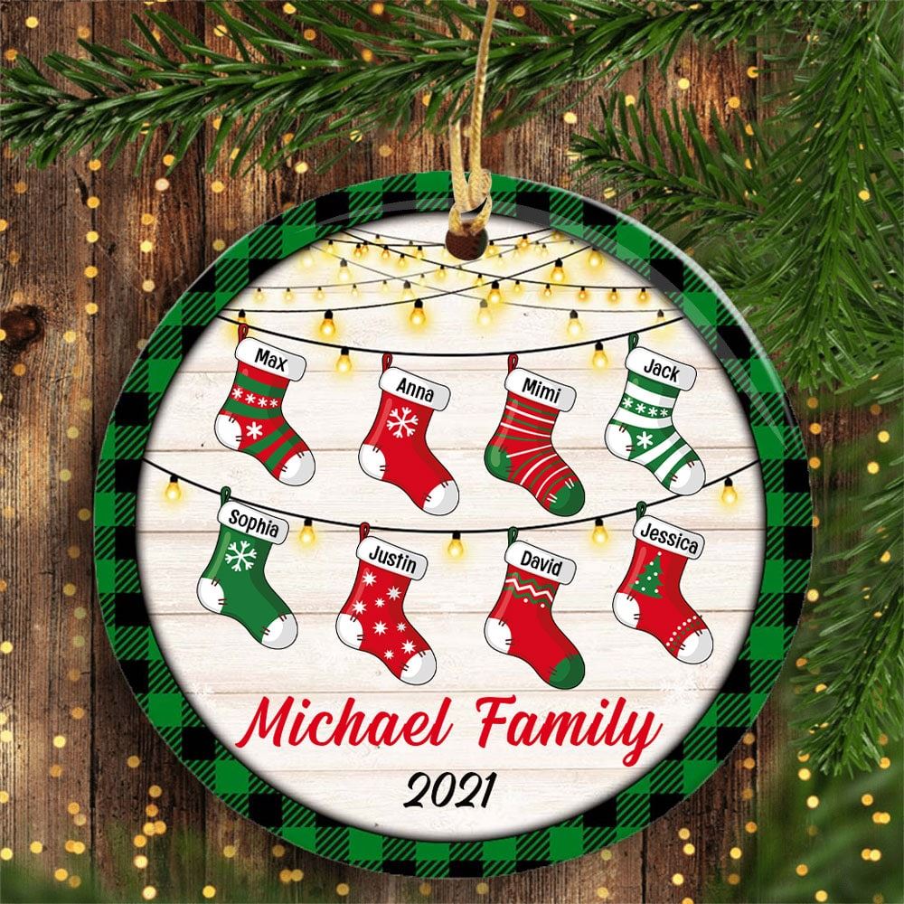 Personalized Family Christmas Circle Ornament