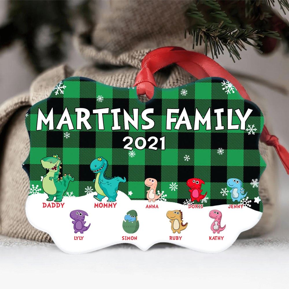 Personalized Family Papasaurus Mamasaurus Aluminum Ornament