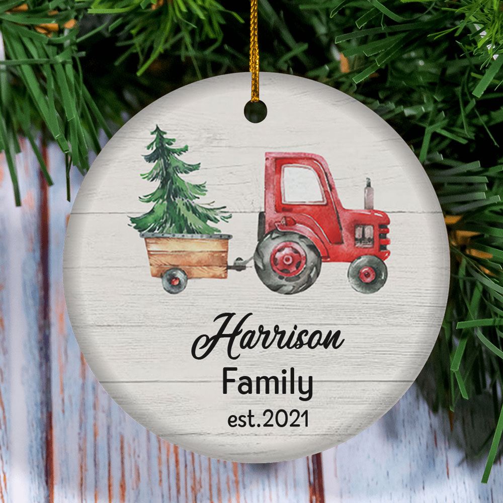 Personalized Farmhouse Family Christmas Truck Decoration Ornament