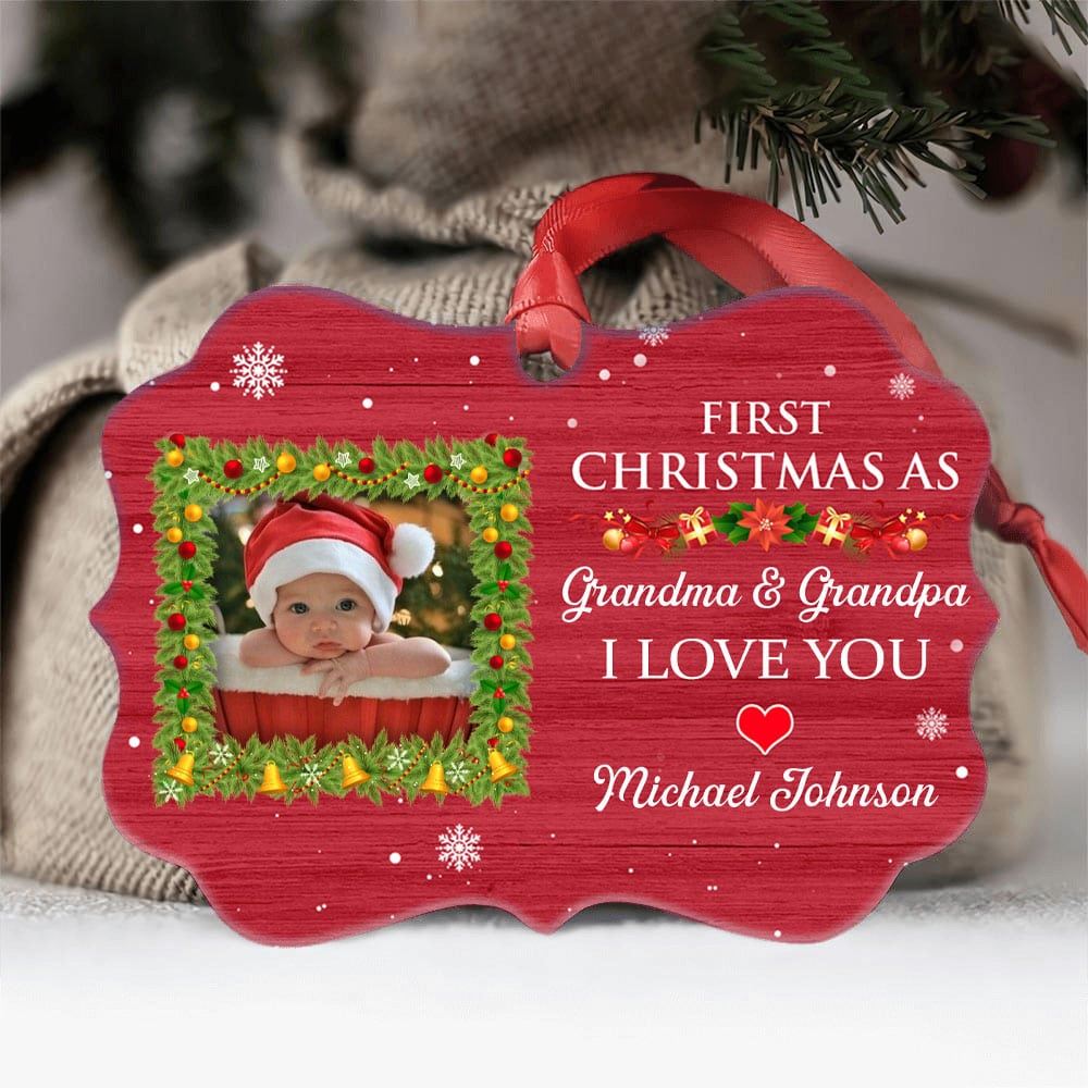 Personalized First Christmas As Grandma And Grandpa New Baby Ornament Gift For Grandparents