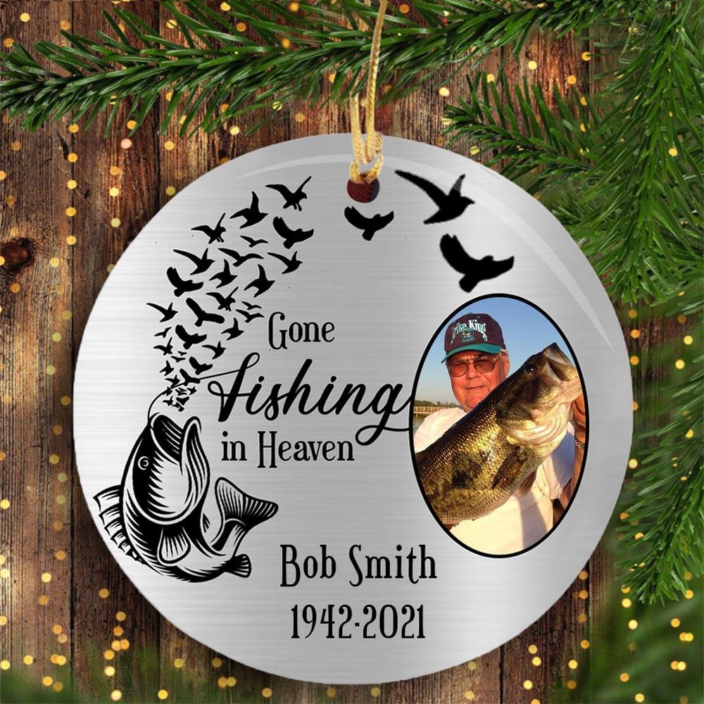 Personalized Fishing Dad Memorial Christmas Ornament Fishing In Heaven Ornament