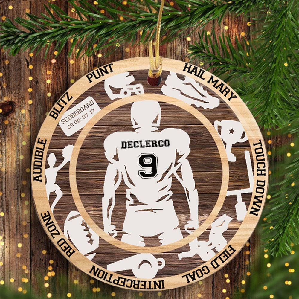 Personalized Football Player Ornament Christmas Gift For Football Son