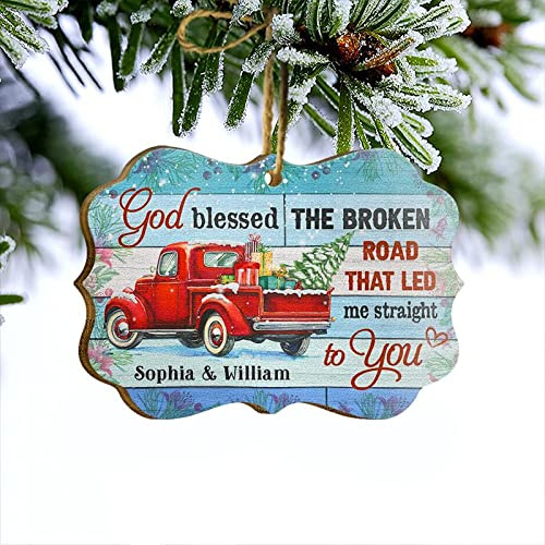 Personalized For Couple God Blessed The Broken Road Ornament Funny Red Truck Xmas Gifts For Couple Husband Wife Ornament Christmas Tree Decorations Ornament Present Ornament