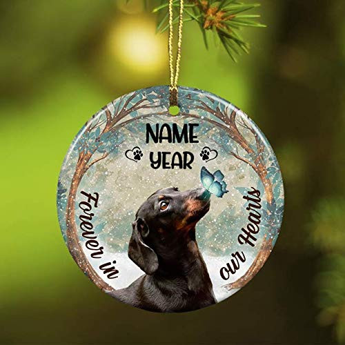 Personalized Forever In Our Hearts Dachshund Dog Memorial Christmas Ornament Gifts Idea For Dog Lover Dog Owner