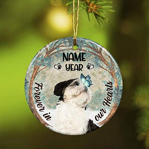 Personalized Forever In Our Hearts Shih Tzu Dog Memorial Christmas Ornament Gifts Idea For Dog Lover Dog Owner