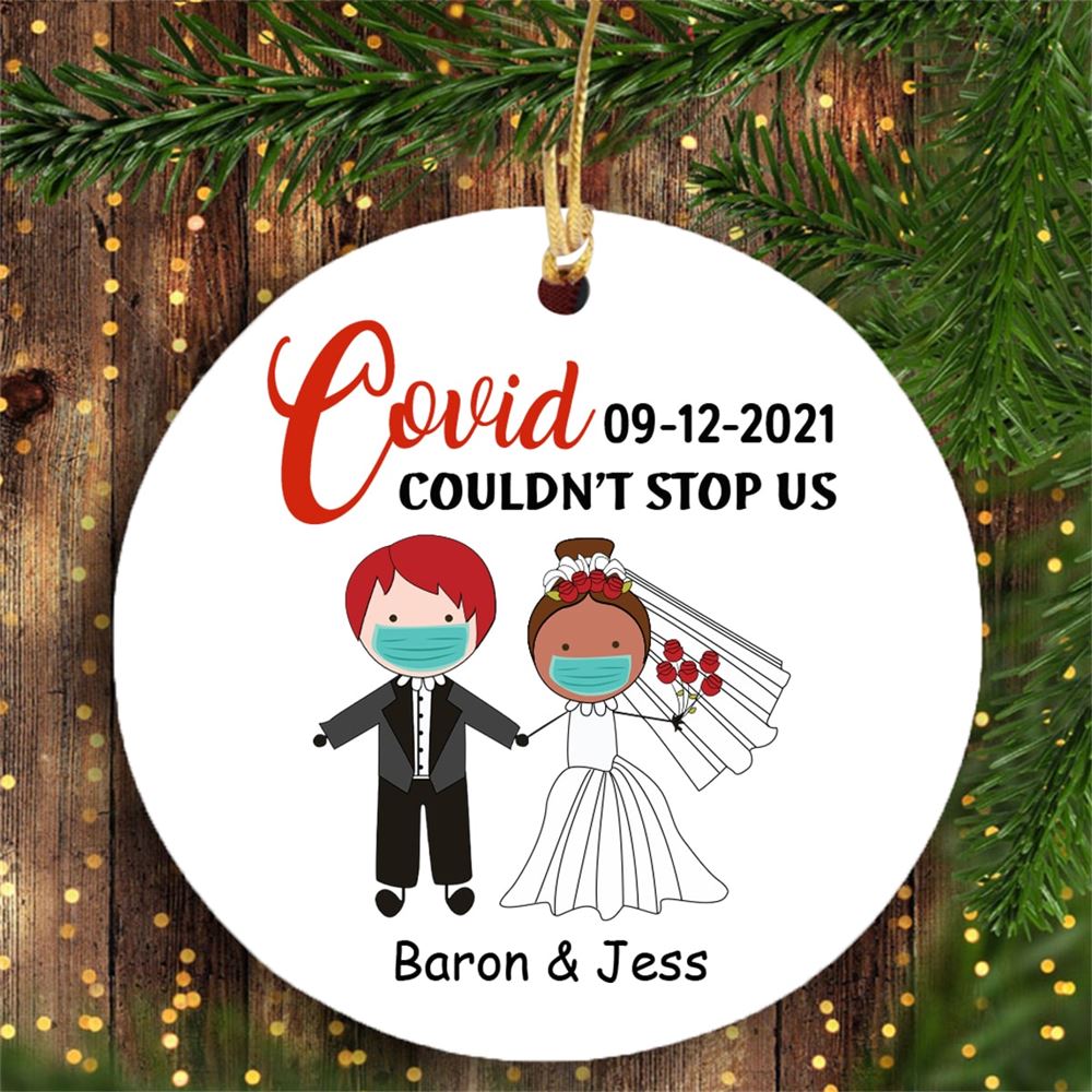 Personalized Funny Quarantine Wedding Gift Bride And Groom Ornament