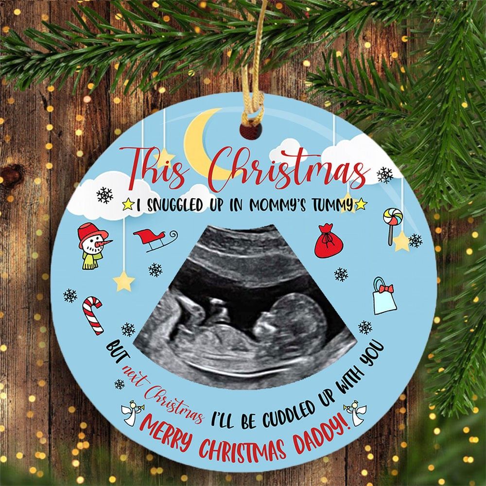 Personalized Gift For Future Daddy Merry Christmas Daddy To Be Ornament With Sonogram