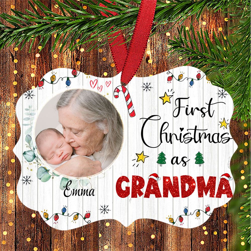 Personalized Gift For Grandma First Christmas As Grandma Medallion Ornament