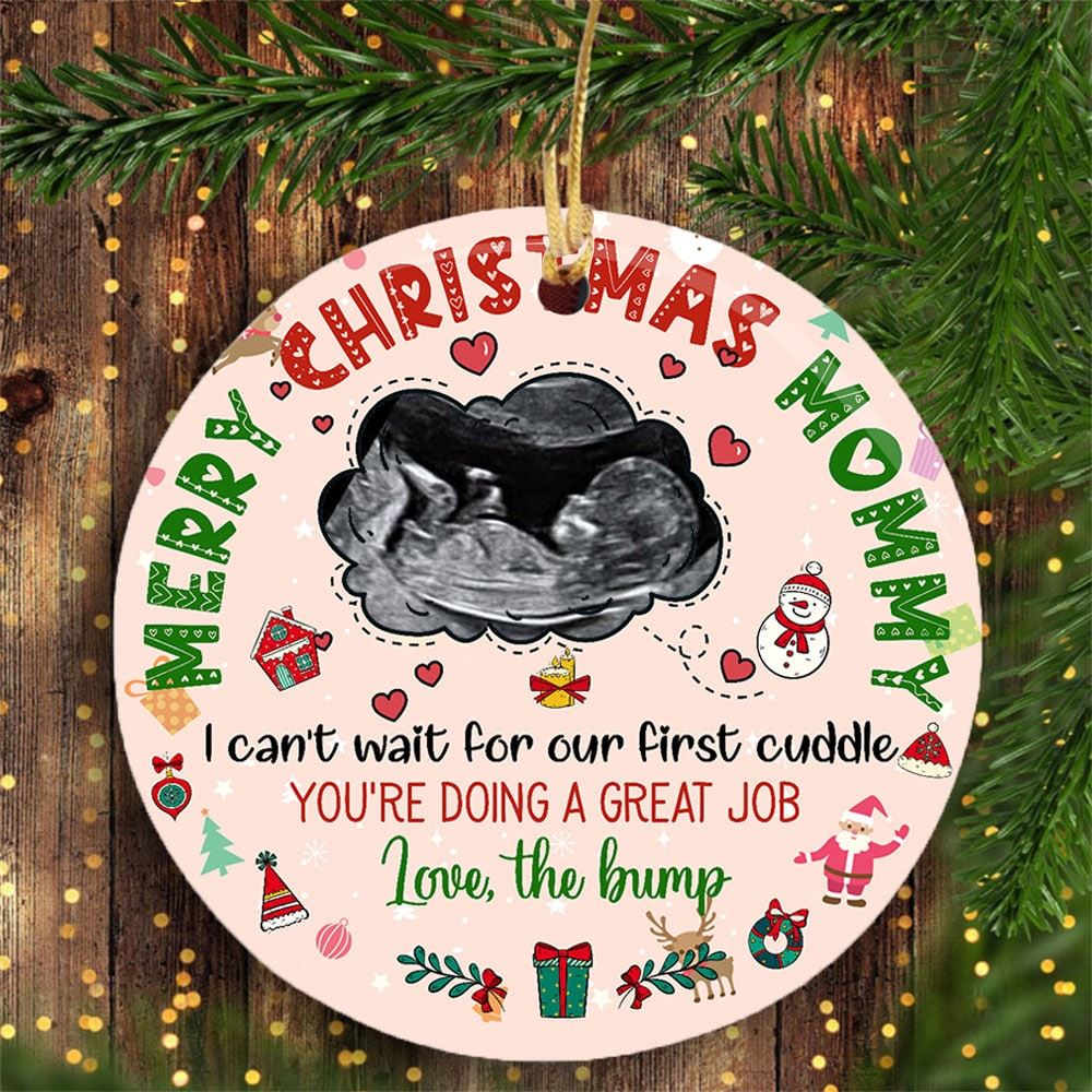 Personalized Gift For Mom To Be From The Bump Sonogram Photo Ornament