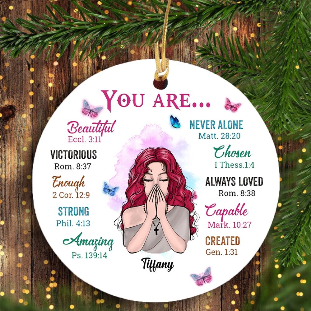 Personalized God You Are Circle Ornament