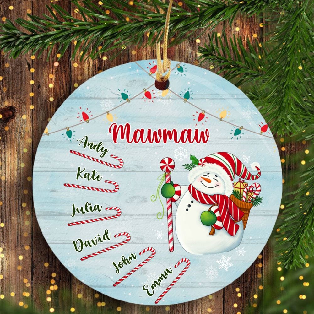 Personalized Grandmas Candy Cane Ornament Christmas Gift For Mother Grandmother Grandkids