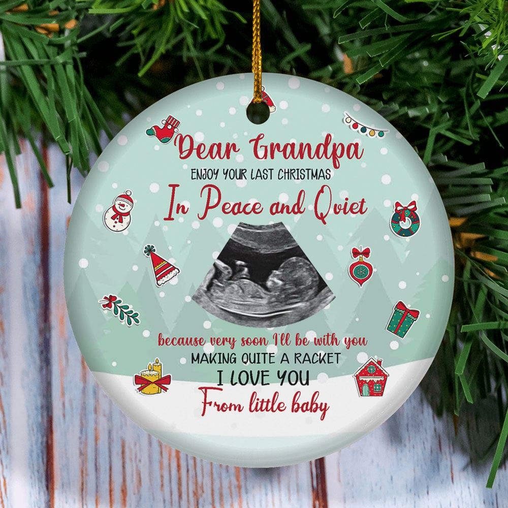 Personalized Grandpa Very Soon Ill Be With You Making Quite A Racket Ornament Sonogram Photo Gift For Grandpa To Be